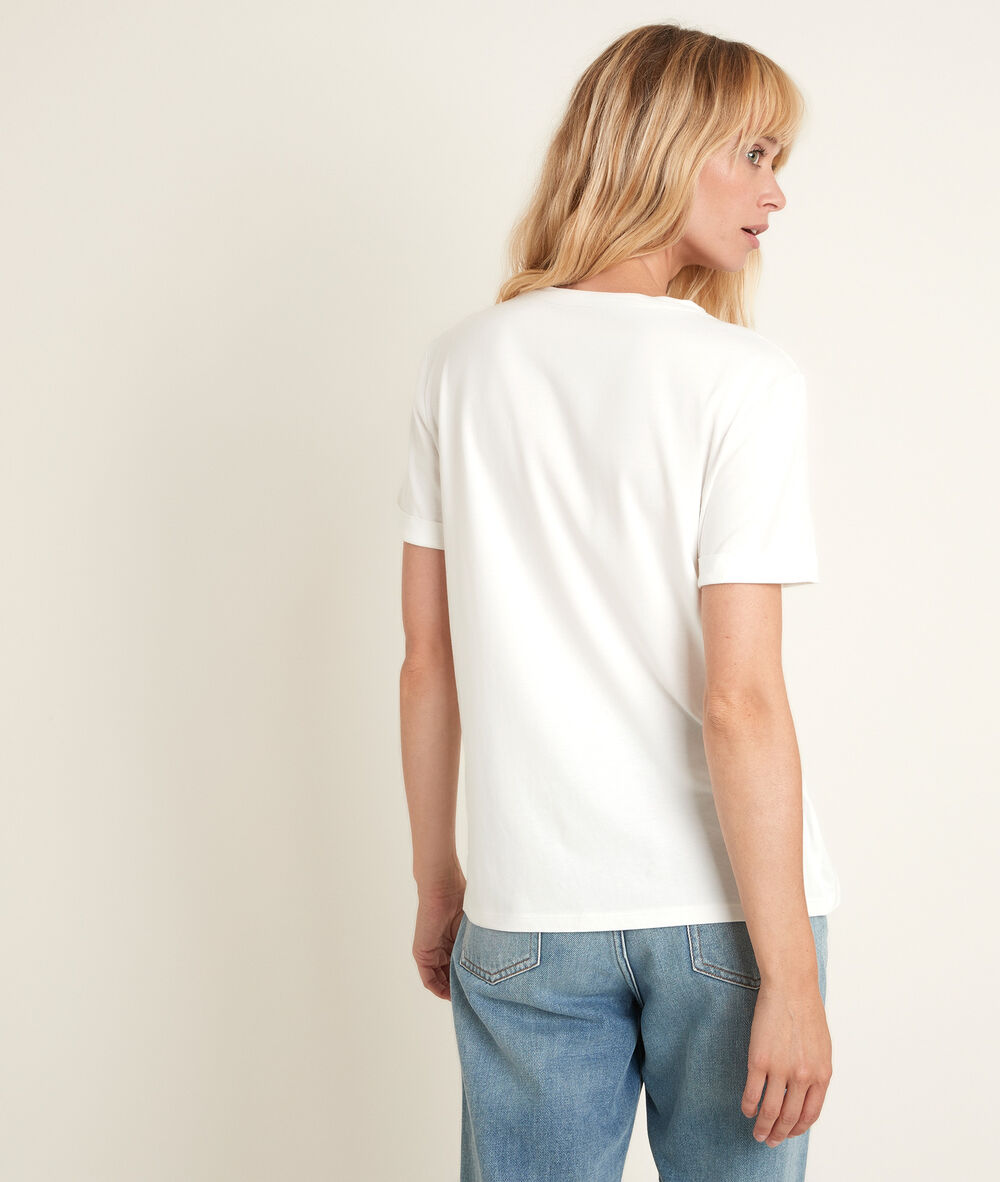 Tee-shirt en coton biologique imprimé désert ecru.