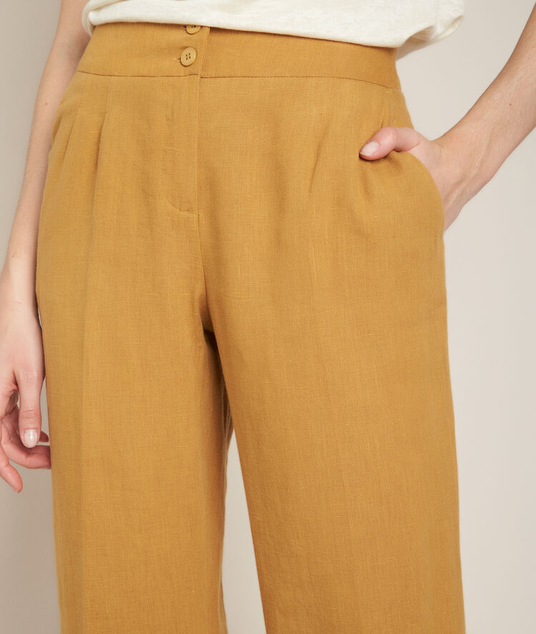 Pantalon large en lin ocre galaxy craie.