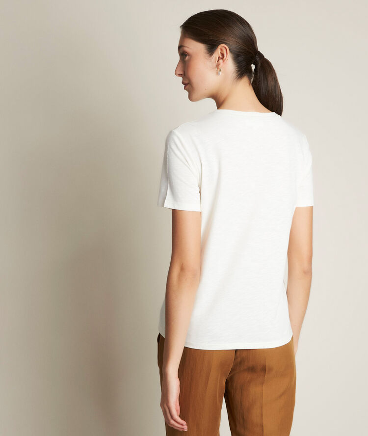 Tee-shirt imprimé rameau ecru.