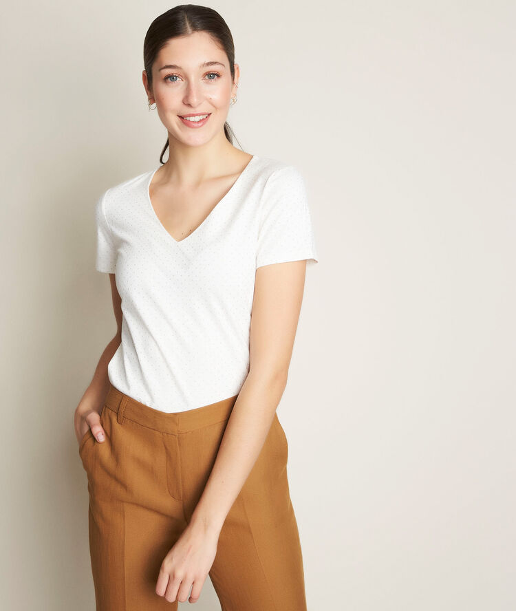 Ecru t-shirt met stippen ruby ecru.