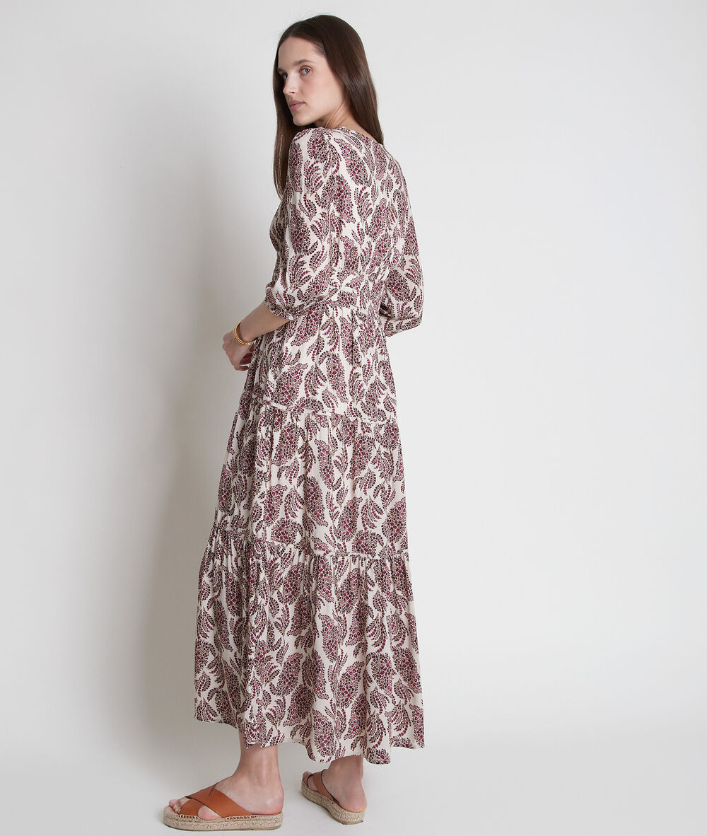 Robe longue rose imprimée leonor bois de rose.
