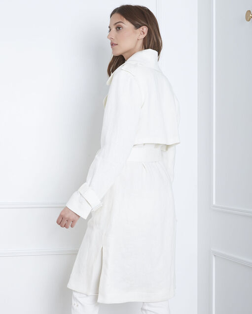 Trench crème 3/4 en lin dhalia creme.