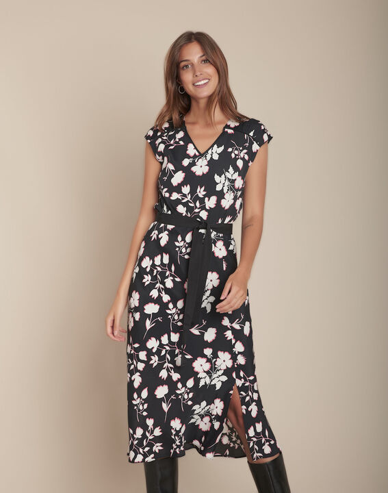 Robe noire imprimé fleuri Romance | 1-2-3 Robe noire imprimé fleuri Romance PhotoZ | 1-2-3