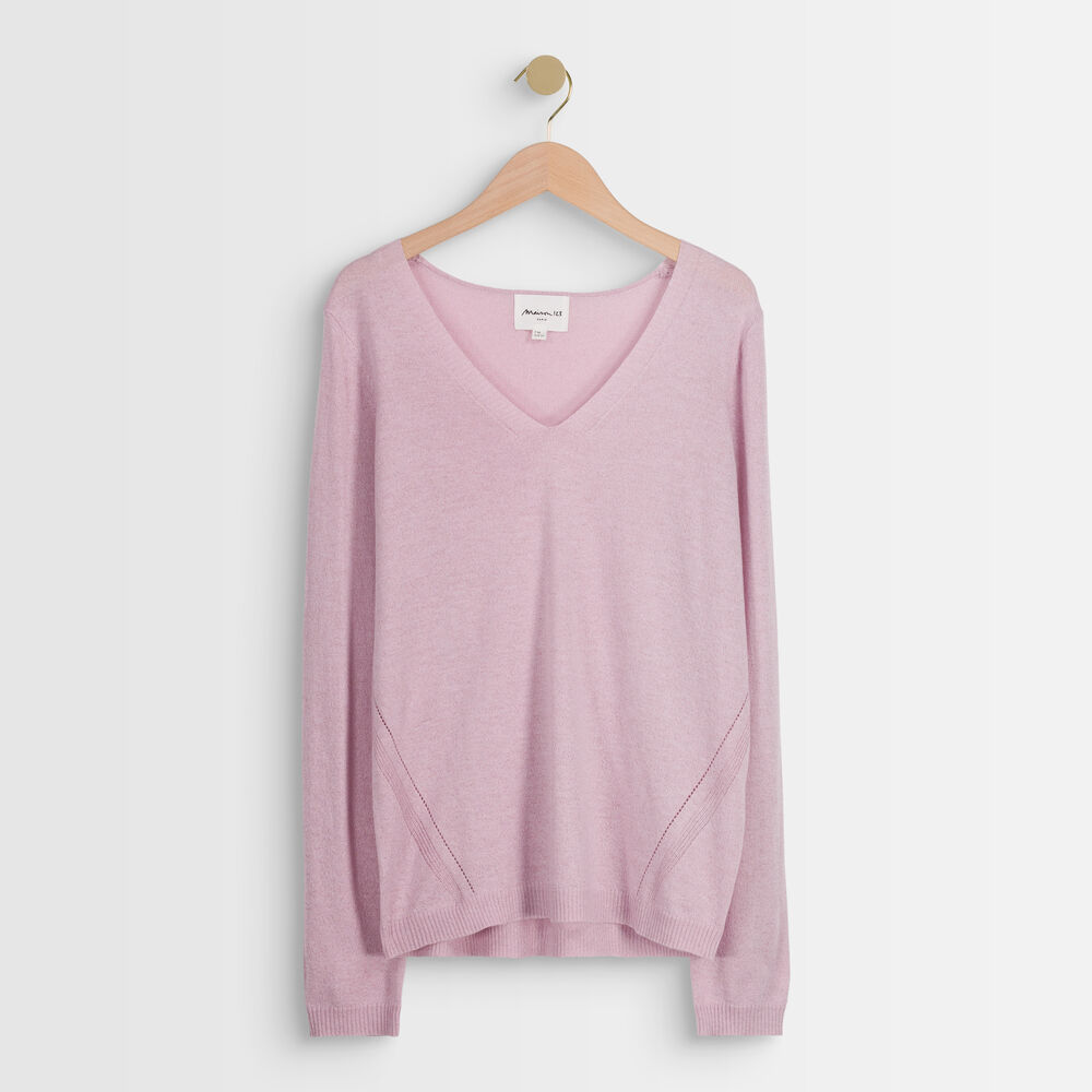 Pull fin brillant mauve ryo mauve pale.
