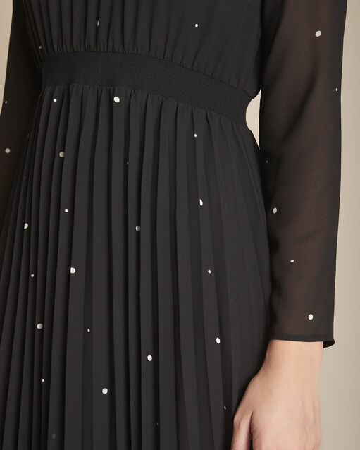 Robe longue pliss&eacute;e iola noir.