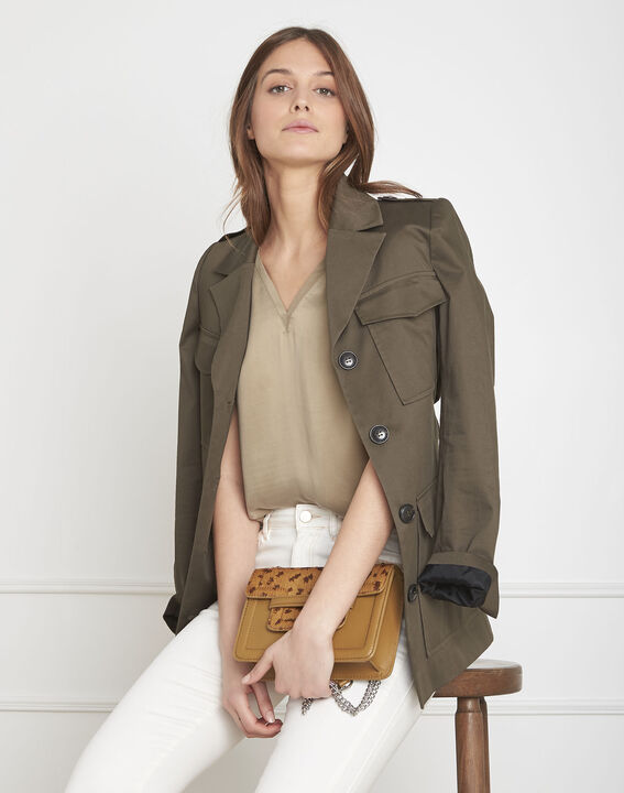 Blouse kaki bimatière Velizi | 1-2-3 Blouse kaki bimatière Velizi PhotoZ | 1-2-3