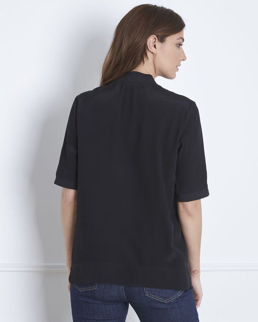 Blouse noire col v fluide virginie noir.