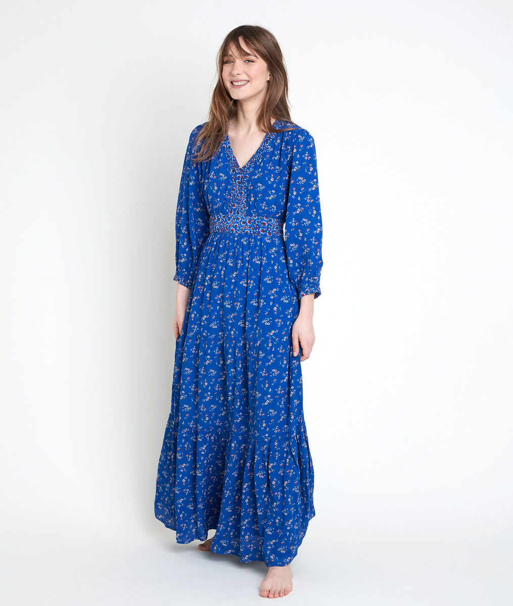 Robe longue myosotis imprimée Loanne | 1-2-3 Robe longue myosotis imprimée Loanne PhotoZ | 1-2-3
