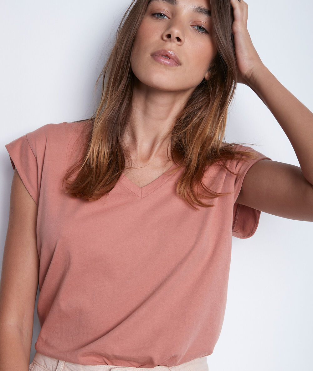 Tee-shirt en coton biologique rose ideal blush.