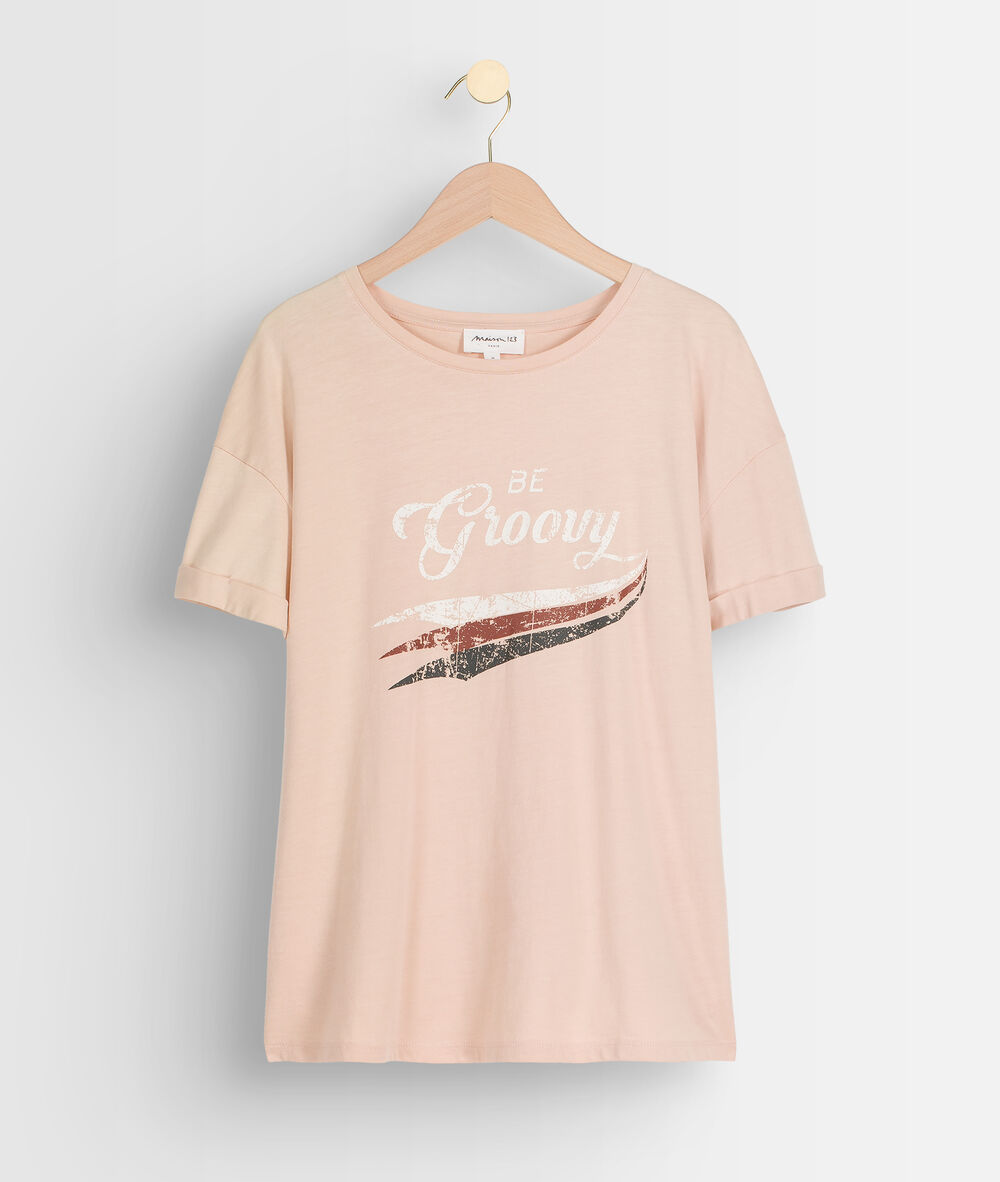 Tee-shirt à message elvis rose poudré poudre.