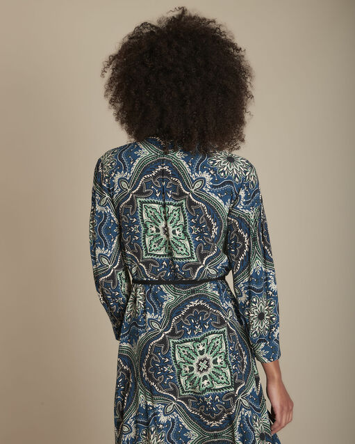 Robe imprimé cachemire ida marine.