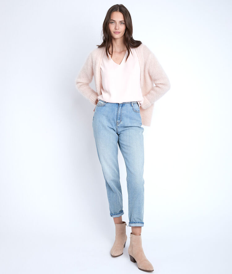 Nudefarbene bluse aus bimaterial neptune nude.