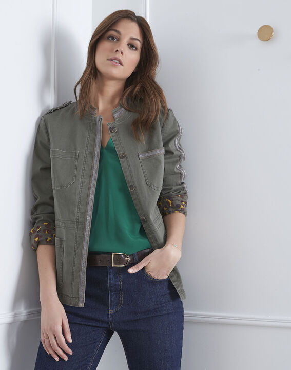 Veste kaki détails lurex Fortune | 1-2-3 Veste kaki détails lurex Fortune PhotoZ | 1-2-3