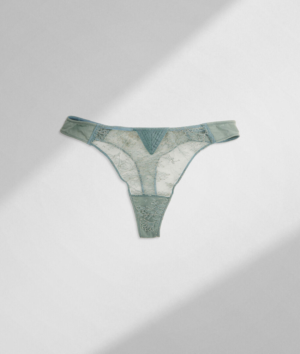 Tanga en dentelle de calais céladon chloé celadon.