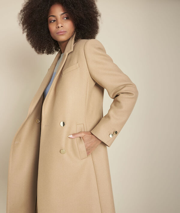 Manteau Droit En Laine Havane Jeff Femme Maison 123