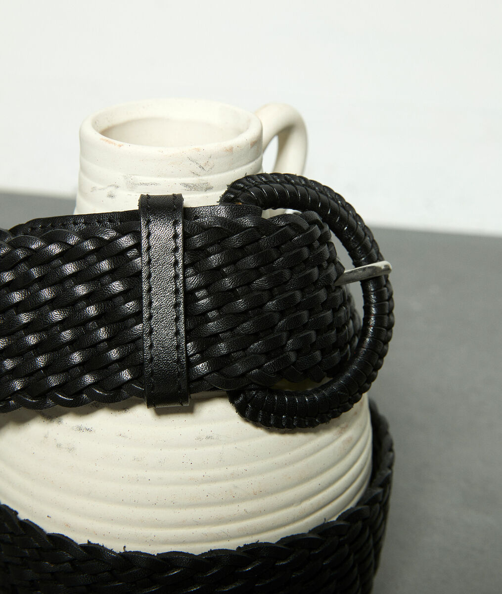 Ceinture tressée en cuir noire Sandie | 1-2-3 Ceinture tressée en cuir noire Sandie PhotoZ | 1-2-3