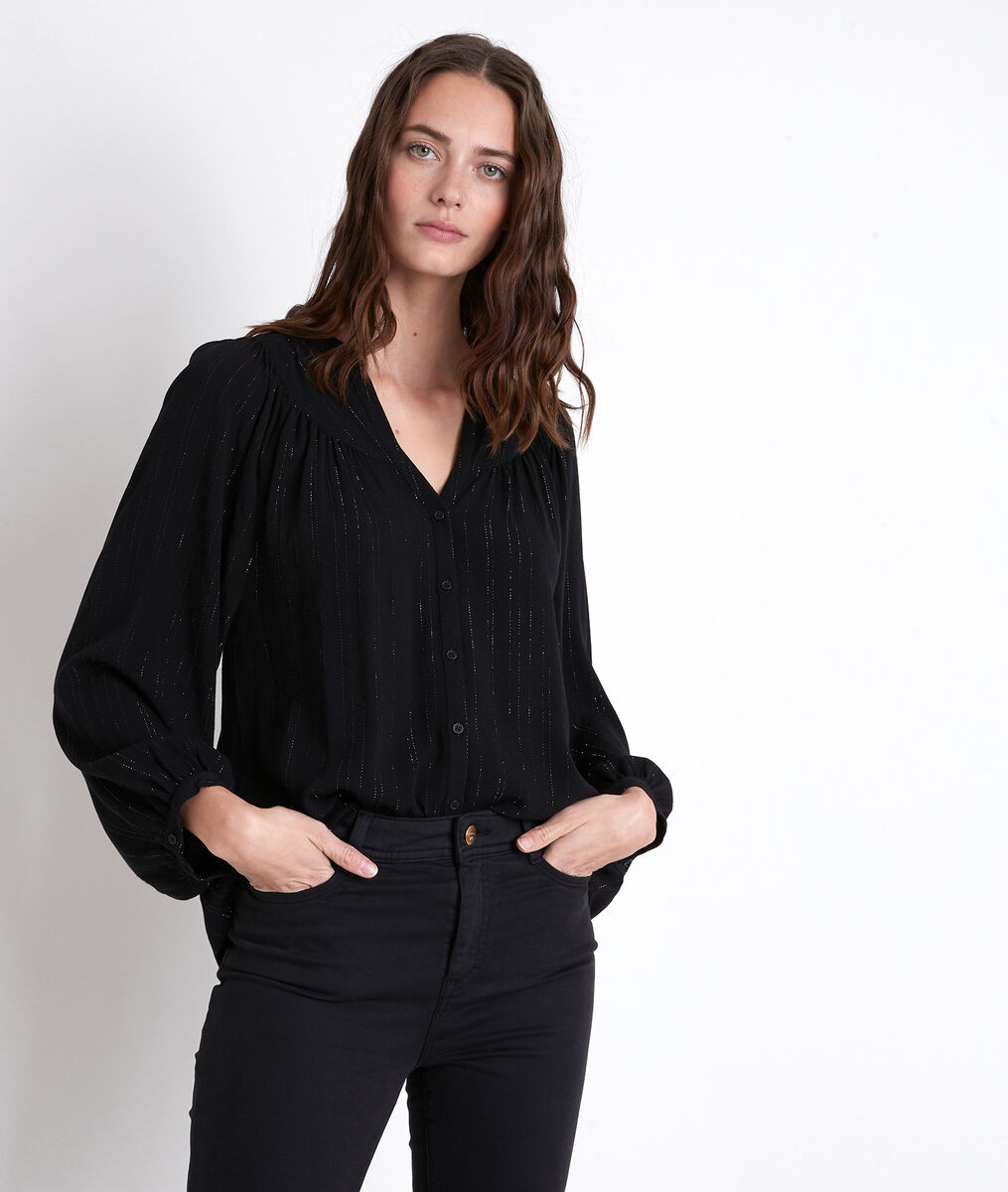 Blouse noire en lurex Timeo | 1-2-3 Blouse noire en lurex Timeo PhotoZ | 1-2-3