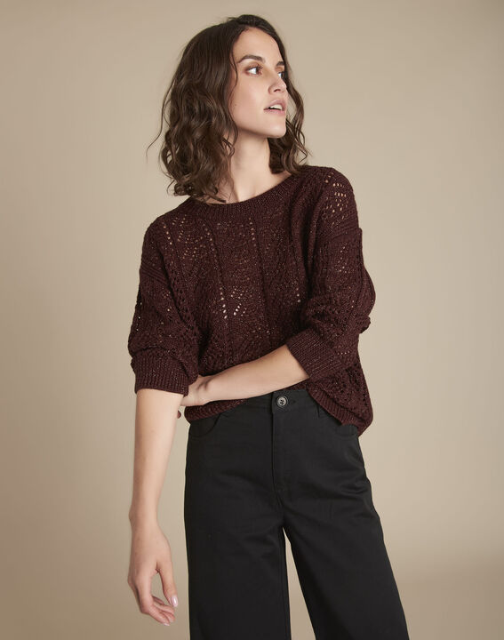 Pull en maille ajourée ébène Flash | 1-2-3 Pull en maille ajourée ébène Flash PhotoZ | 1-2-3
