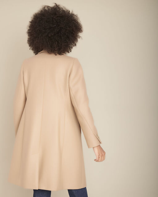 Manteau droit en laine havane jeff camel.