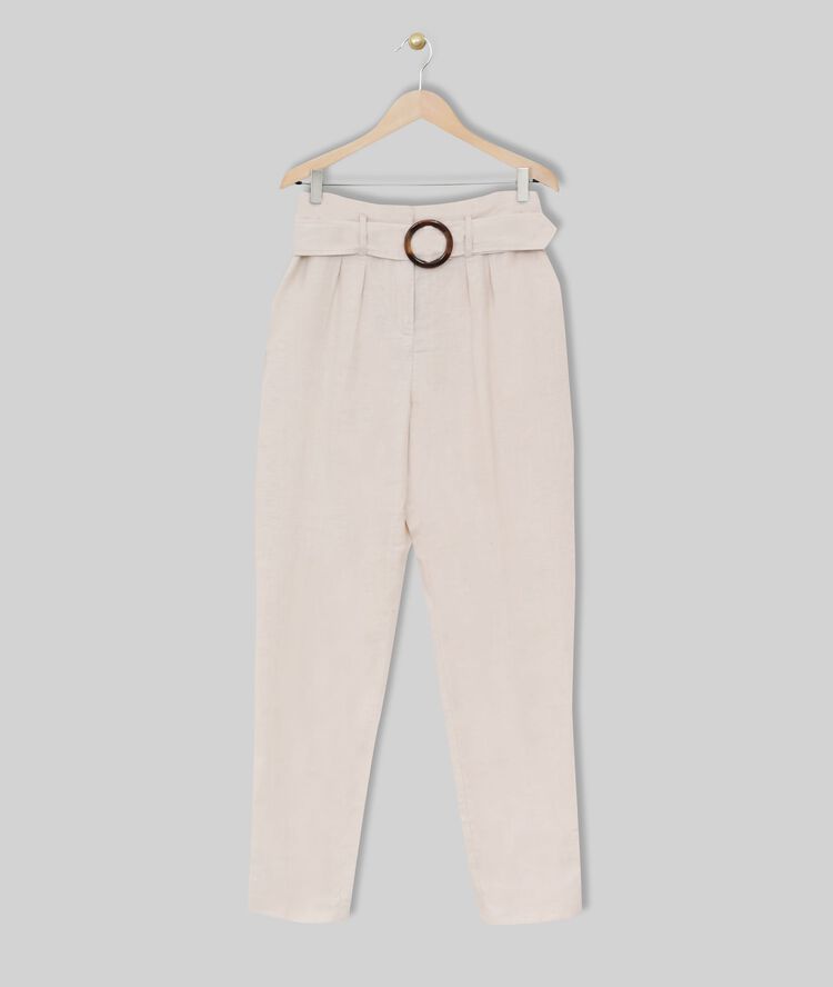 Leinenhose mit gürtel ilea rotbraun.