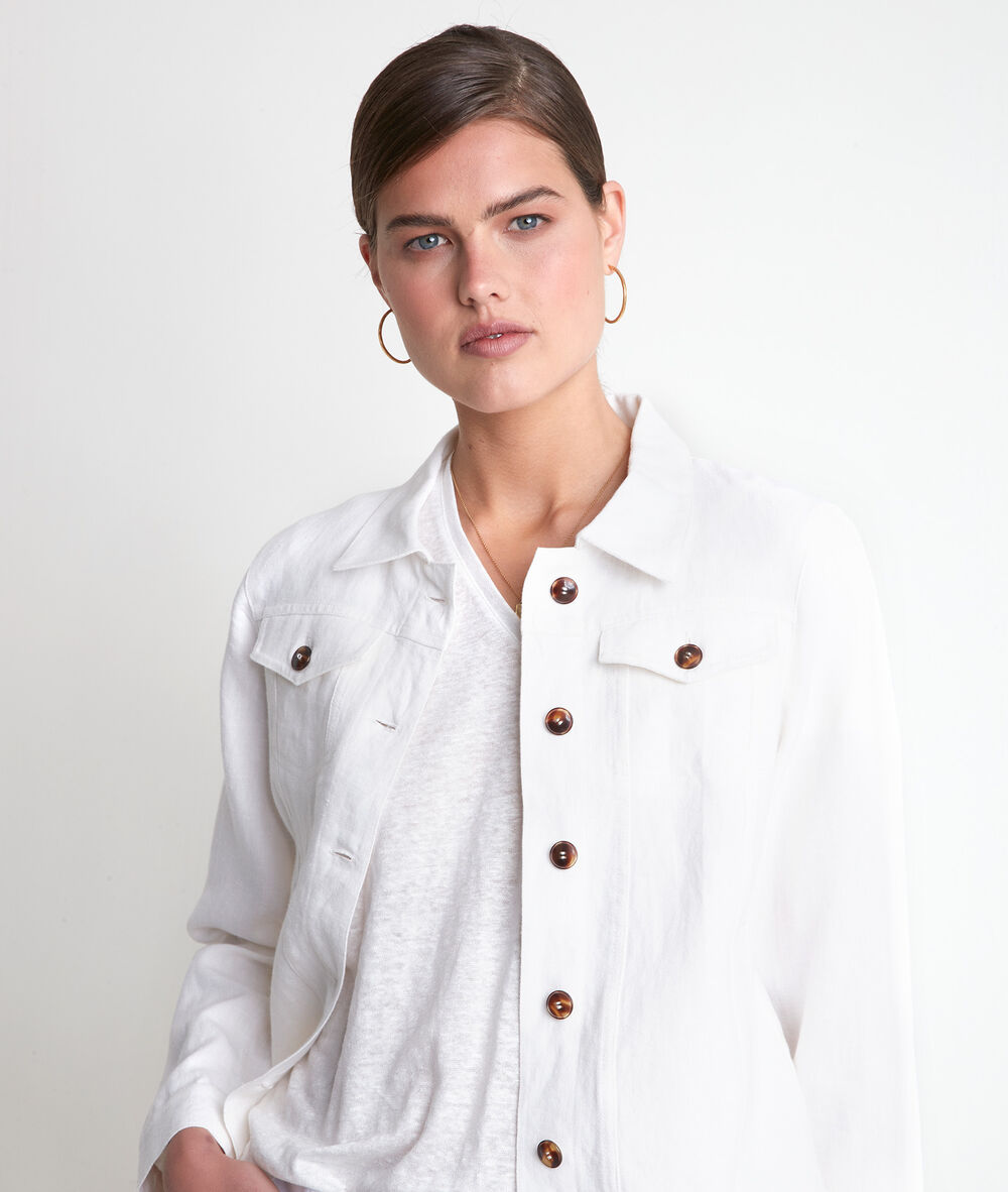 Veste courte en lin écru clem vanille.