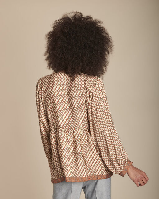 Blouse acajou imprimé bohème manon caramel.