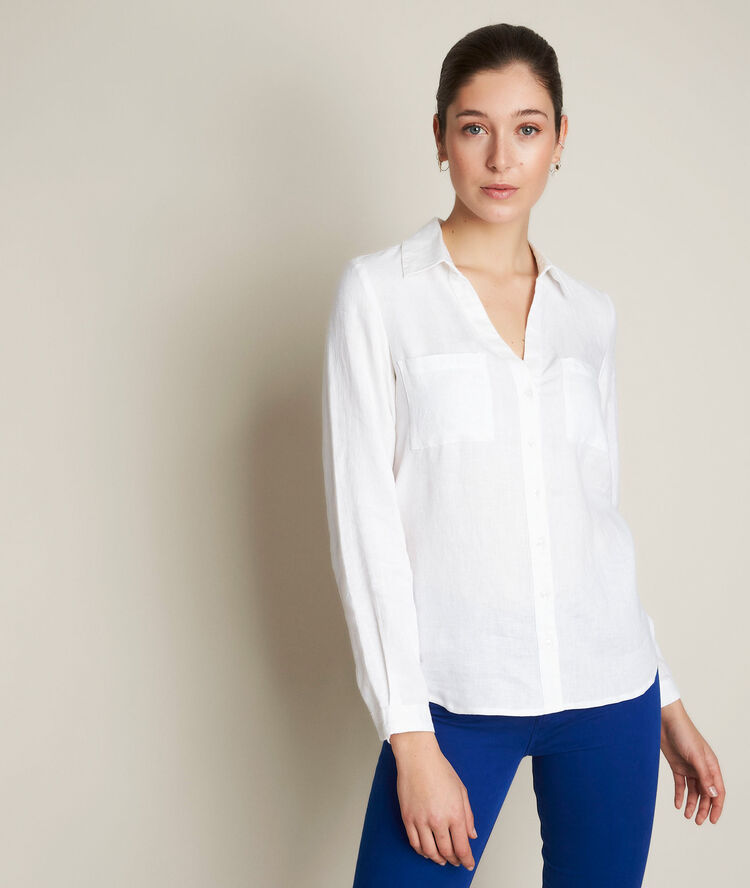 Chemise en lin blanche evolie blanc.