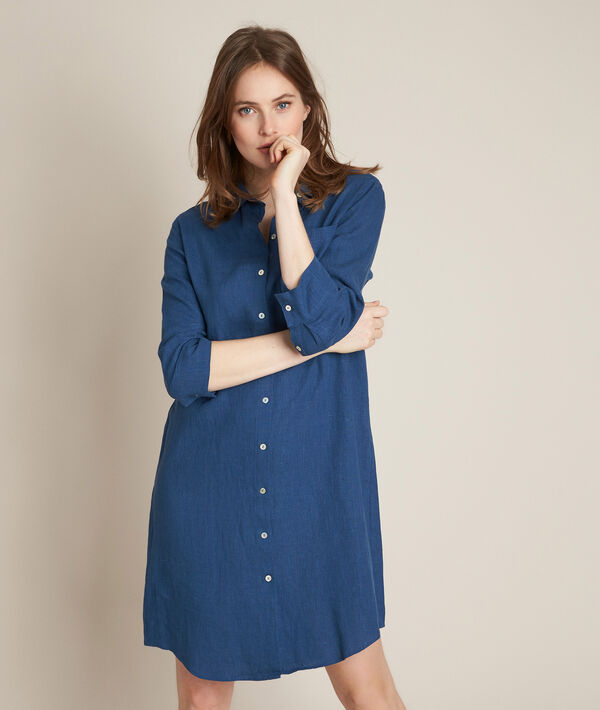 Robe chemise en lin indigo Celine | 1-2-3 Robe chemise en lin indigo Celine PhotoZ | 1-2-3