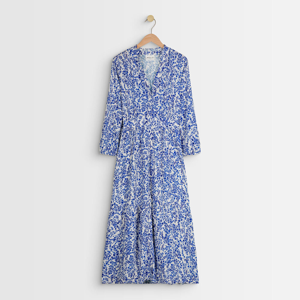 Robe longue imprimée carola ecru.