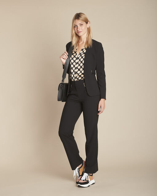 Pantalon noir droit microfibre &oelig;illets elliot noir.