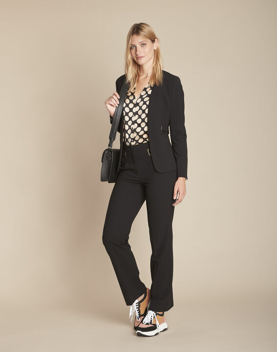 Pantalon noir droit microfibre œillets Elliot | 1-2-3 Pantalon noir droit microfibre œillets Elliot PhotoZ | 1-2-3