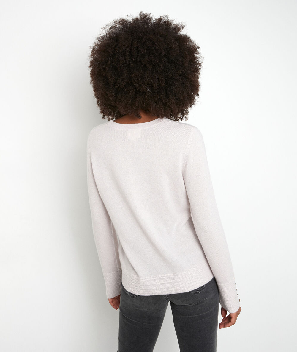Pull classique en cachemire recyclé rose poudré tim poudre.