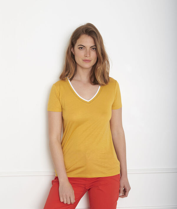 Gelbes T-Shirt Rippbündchen Passo | 1-2-3 Gelbes T-Shirt Rippbündchen Passo PhotoZ | 1-2-3
