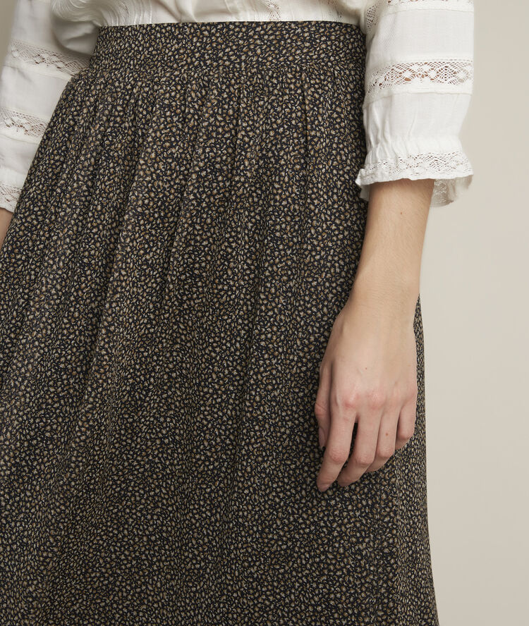 Jupe longue imprim&eacute; peau de b&ecirc;te belle noir.