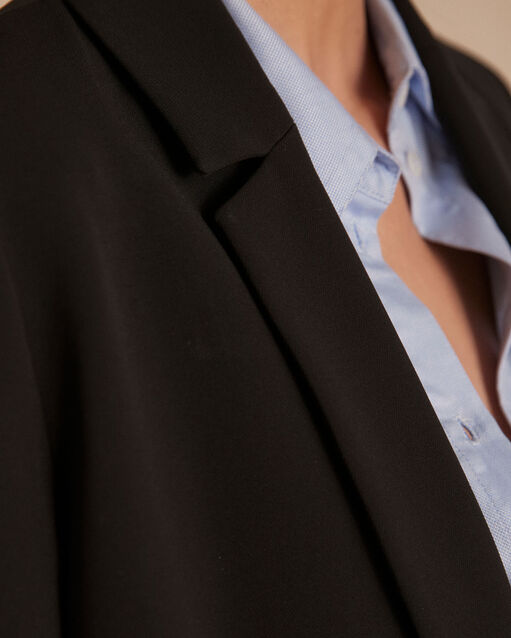 Veste noire longue croisée microfibre florine noir.