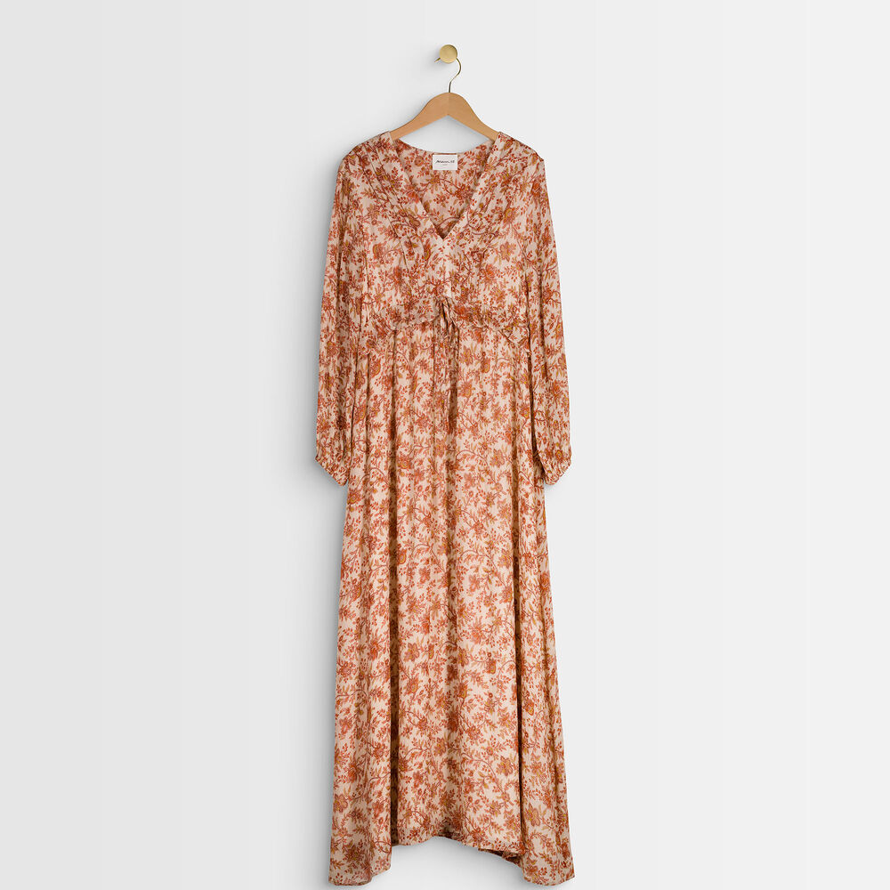 Robe longue imprimée nao cannelle.