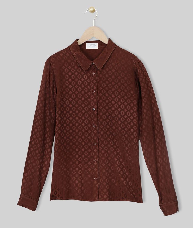 Chemise imprimée fluide milano marron fonce.