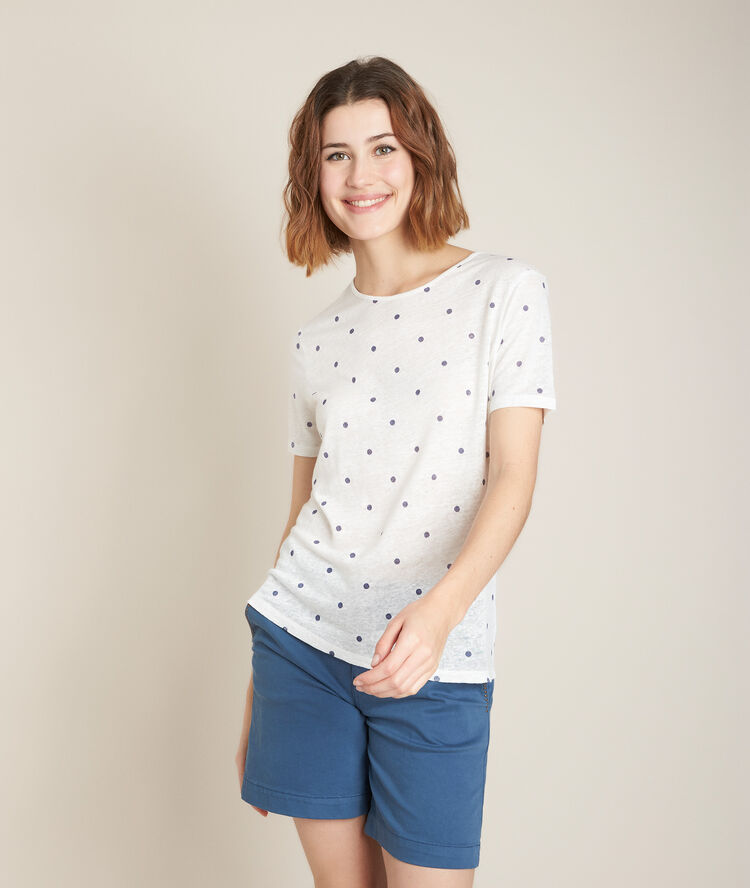 Tee-shirt en lin à pois roxane blanc.