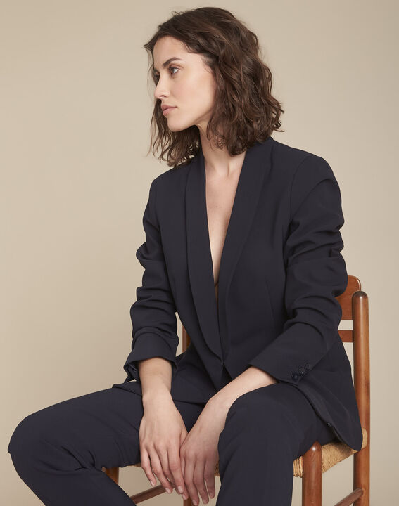 Veste marine microfibre col chale Stella | 1-2-3 Veste marine microfibre col chale Stella PhotoZ | 1-2-3