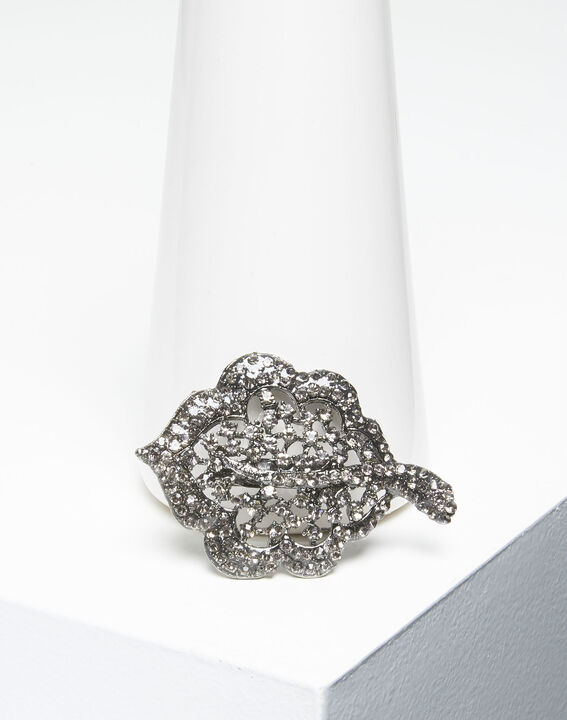 Broche feuille argent et pierres noires Xav | 1-2-3 Broche feuille argent et pierres noires Xav PhotoZ | 1-2-3
