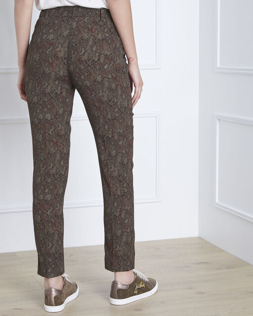 Pantalon kaki cigarette imprimé python gerende kaki.