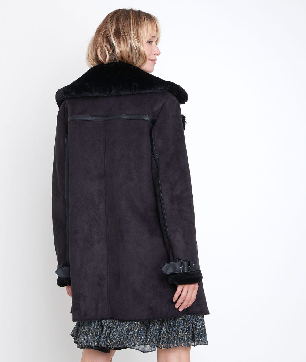 Peau lainée fausse fourrure ikara noir.
