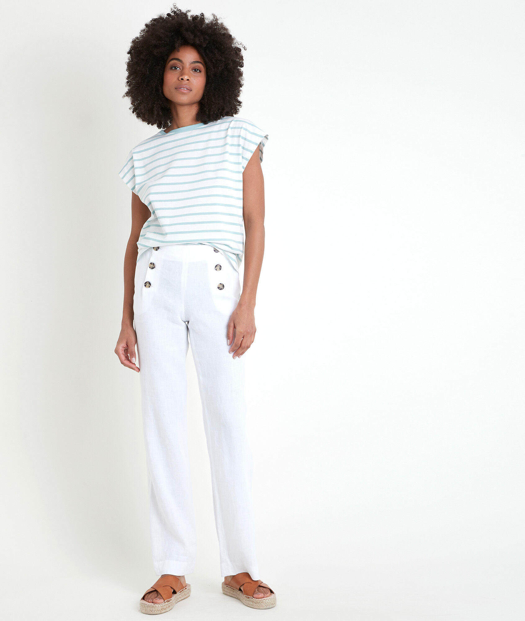 Pantalon à pont en lin Iber Femme Maison 123