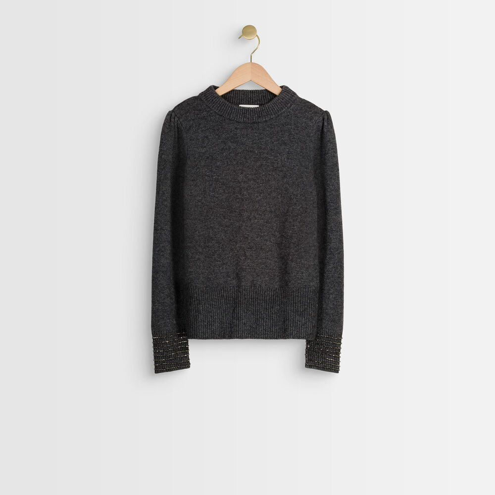 Pull col montant à strass ramses anthracite.