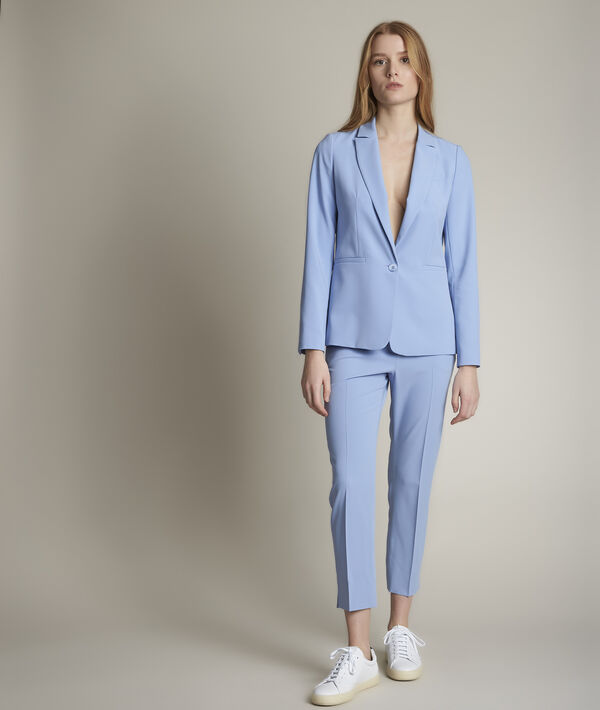 Pantalon cigarette en microfibre azur Suzanne | 1-2-3 Pantalon cigarette en microfibre azur Suzanne PhotoZ | 1-2-3