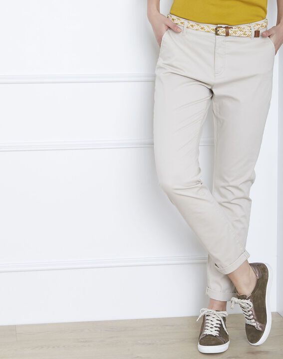 Beige chino broek met decoratieve riem Francis | 1-2-3 Beige chino broek met decoratieve riem Francis PhotoZ | 1-2-3