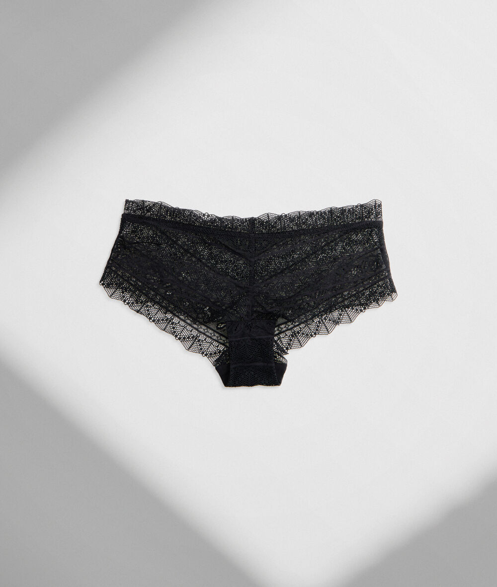 Shorty en dentelle de coton responsable noire ella noir.