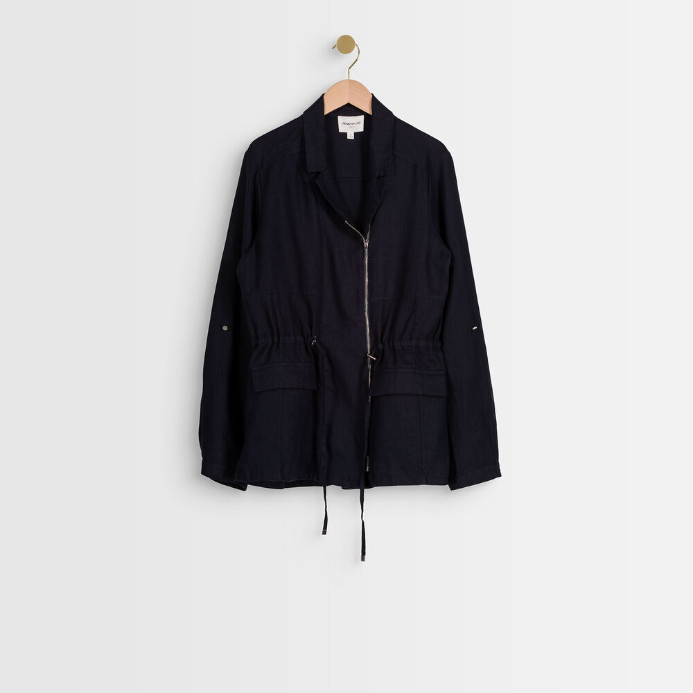 Veste saharienne en lin marine lucie marine.