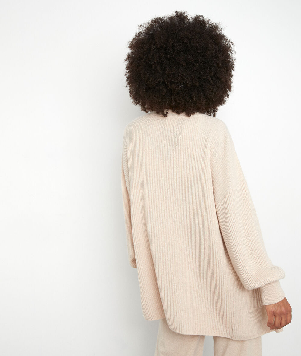 Gilet long en cachemire recyclé beige thylyan beige clair.
