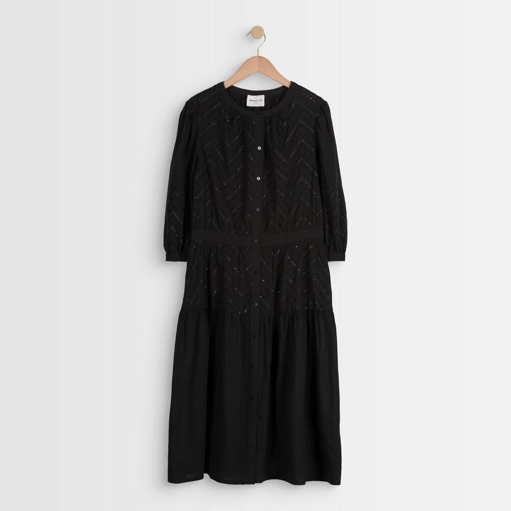 Robe noire brodée latifa noir.
